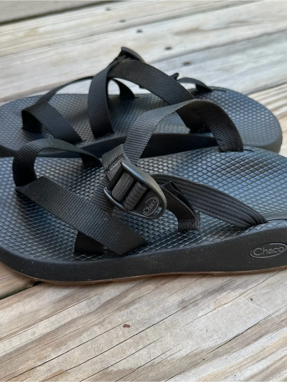 Chaco Tegu Black Athletic Hiking Sport Thong Slide Sandals Slides Mens Size 10